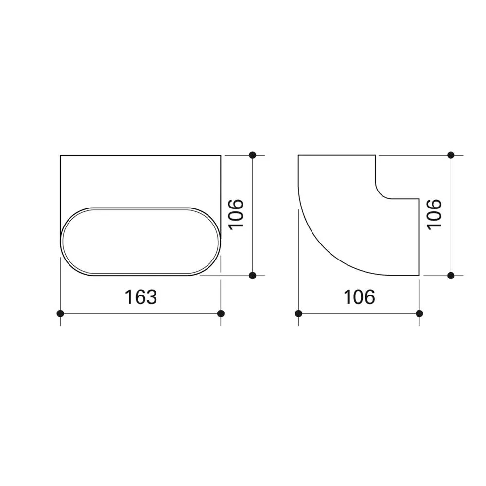 Fränkische profi-air Ovalkanal Bogen 90° vertikal 163 x 68 mm