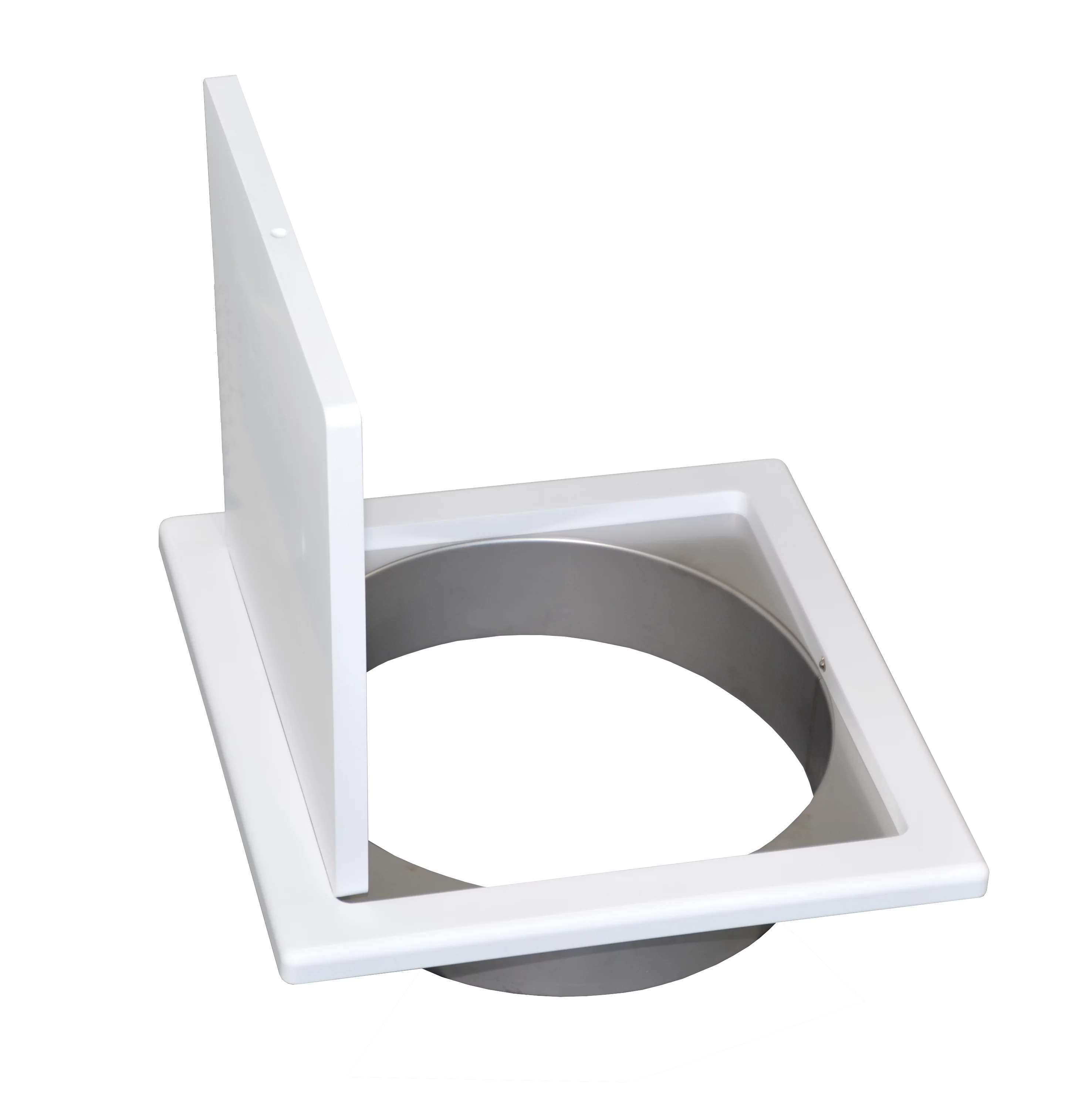 Wäscheabwurf Einwurftüre für Rohr-Ø 250 mm, Anschluss rund, MDF weiß - ohne Griffbohrung