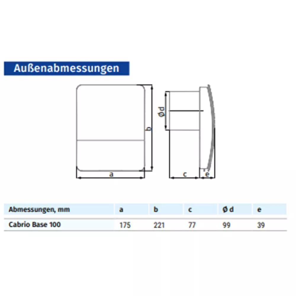 Blauberg Badventilator Cabrio Base 100 H mit Zeitschalter- Intervall- Einschaltverzögerung- Feuchtigkeitssensor